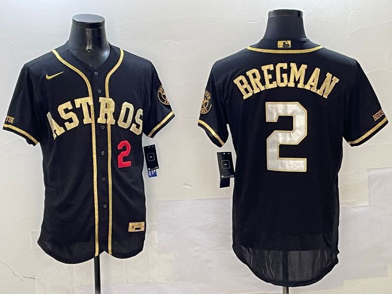 Men Houston Astros #2 Bregman Black Gold Elite 2025 Nike MLB Jersey style 5